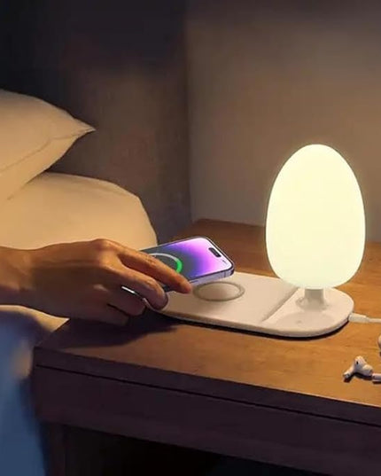 LDNIO Bedside Lamp with Wireless Charger, Desktop lamp with Wireless Fast Charger LED Desk Lamp with Dimable Touch Control Night Light with Wireless Charger Perfect for Gift, White - LeafyLoom