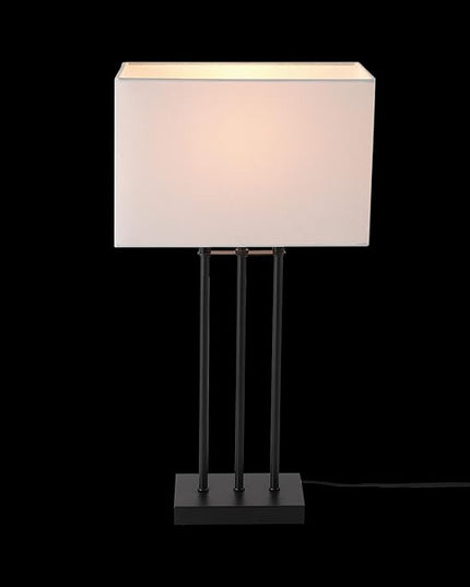 Globe Electric 67528 24" Table Lamp, Matte Black, White Fabric Shade, On/Off Switch on Socket, Table Lamp for Living Room, Home Décor, E26 Light Bulb, Lamps for Bedrooms, Table Lamp, Minimalist - LeafyLoom