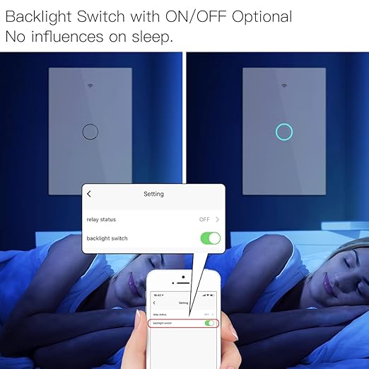 MOES 2.4GHz WiFi Wall Touch Smart Switch Neutral Wire Required, 3 Way Multi-Control, Glass Panel Light Switch Work with Smart Life/Tuya App, RF433 Remote Control, Alexa and Google Home White 1 Gang MOES