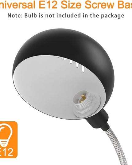 LEPOWER Metal Desk Lamp, Flexible Goose Neck Table Lamp, Eye-Caring Study Desk Lamp with E12 Lamp Base, Adjustable Desk Lamp for Living Room, Bedroom, Study Room and Home Office (Black) - LeafyLoom