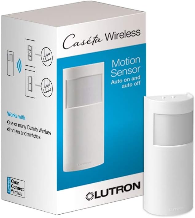 Lutron PD-OSENS-WH Caseta Smart Lighting Auto On and Off Motion Sensor, for Dimmers, Switches, and Fans Controls, No Wires Required, White Lutron