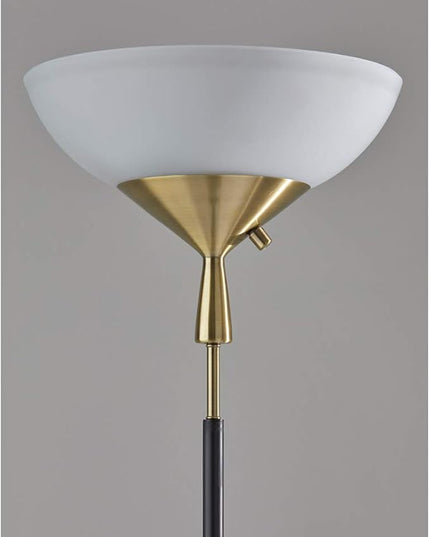 Adesso 5007-01 Noah 300 Watt Torchiere, 71 in., 2 x 150W, Black w/Antique Brass, 1 Floor Lamp - LeafyLoom