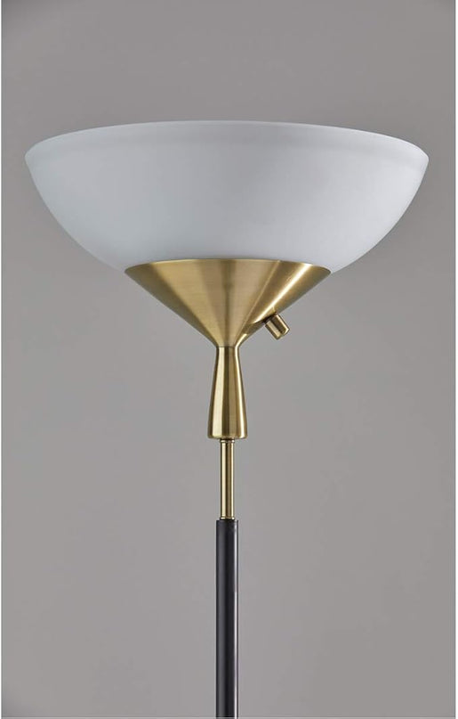 Adesso 5007-01 Noah 300 Watt Torchiere, 71 in., 2 x 150W, Black w/Antique Brass, 1 Floor Lamp - LeafyLoom
