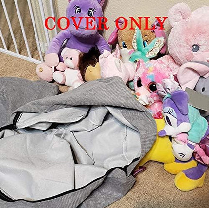 Stuffed Animal Storage Bean Bag Chair Cover (No Filler) for Kids and Adults.Soft Premium Corduroy Stuffable Beanbag for Organizing Children Plush Toys or Memory Foam Extra Large 300L (Grey) - LeafyLoom