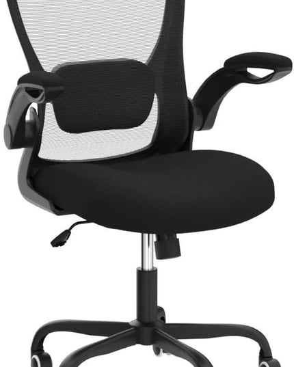 Office Chair, Ergonomic Desk Chair with Adjustable Lumbar Support and Flip up Armrest, Breathable Mesh Computer Chair for Home Office, Black - LeafyLoom