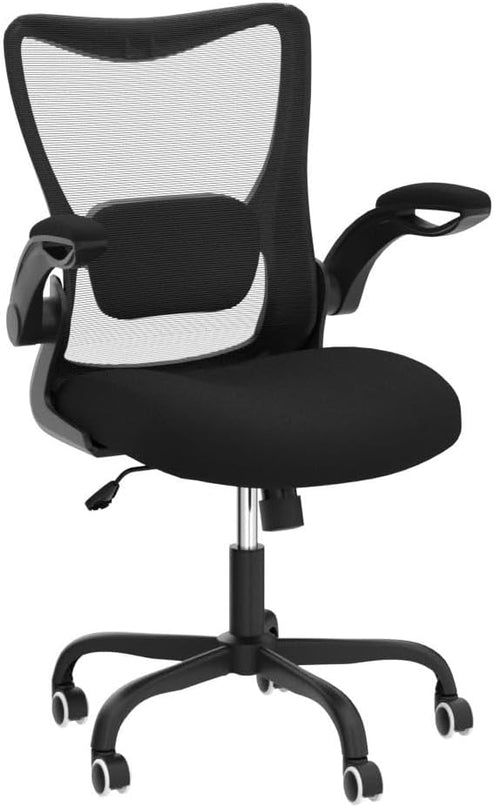 Office Chair, Ergonomic Desk Chair with Adjustable Lumbar Support and Flip up Armrest, Breathable Mesh Computer Chair for Home Office, Black - LeafyLoom