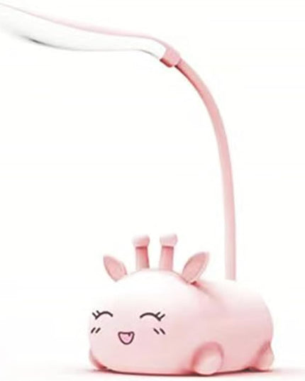 Cute Deer Lamp USB Rechargeable Reading Light,LED Desk Lamp for Kids, Portable LED Table Light, Flexible Gooseneck Eye-Care Cartoons Small Desk Lamp Girls Gifts (Pink) - LeafyLoom