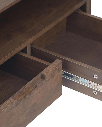 SIMPLIHOME Banting SOLID HARDWOOD 60 Inch Wide Industrial TV Media Stand in Walnut Brown for TVs up to 65 Inch, For the Living Room and Entertainment Center - LeafyLoom
