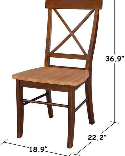 International Concepts Set of Two X-Back Dining Chair, Pecan - LeafyLoom