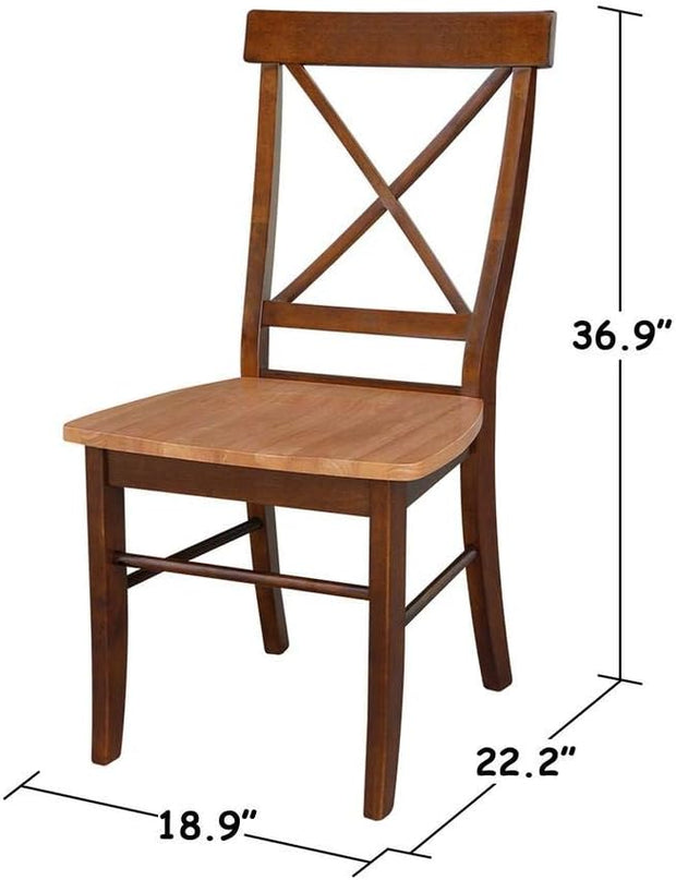 International Concepts Set of Two X-Back Dining Chair, Pecan - LeafyLoom