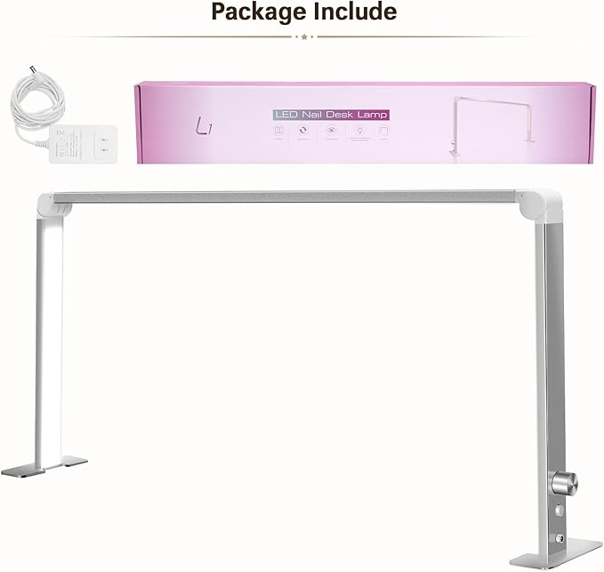 Yofuly Half Moon Nail Desk Lamp, Nail Tech Lamp for Desk, Foldable Desk Lamp for Nails, Half Moon Nail Desk Lamp with 3 Color Temperature 3000k-6500k for Nail, Lash, Tattoo, Skincare (Sliver) - LeafyLoom
