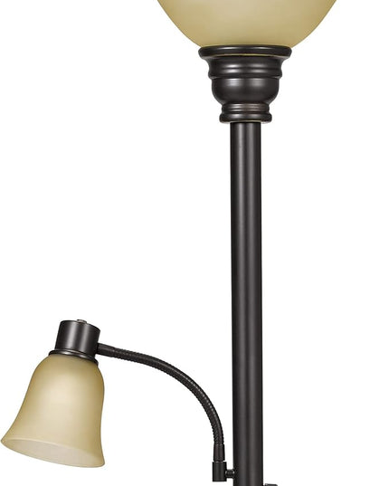 Catalina Lighting 18223-002 Transitional Uplight Floor Lamp with Reading Light, Standing Lamp, Living Room Light, LED Bulb NOT Included,71", Dark Bronze - LeafyLoom