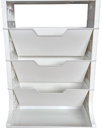 5 Tier Rolling Book Utility Cart, Removable Movable Bookshelf Organizer with Wheels, Storage Book Shelves, Book Rack, Mobile White Bookcase for Study in Classroom Home School Office - LeafyLoom