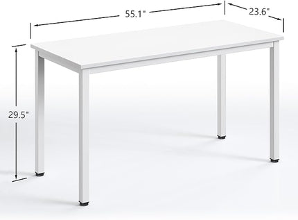 Computer Desk,55.1 inches Office Desk & Workstations for Home Office, Gaming Desk Computer Table,Modern Simple Style Laptop Table, White - LeafyLoom