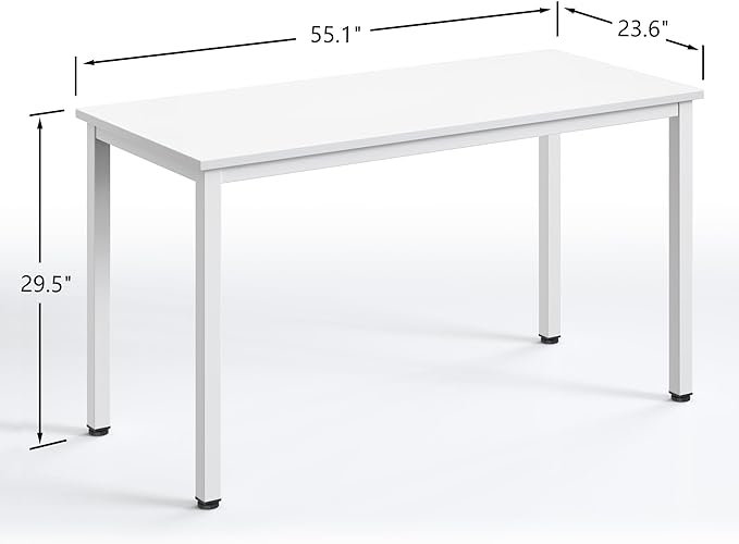 Computer Desk,55.1 inches Office Desk & Workstations for Home Office, Gaming Desk Computer Table,Modern Simple Style Laptop Table, White - LeafyLoom