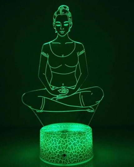 Creative 3D Yoga Meditation Night Light 16 Colors Changing USB Powered Remote Control Touch Switch Decor Lamp Optical Illusion Lamp LED Table Desk Lamp Children Kids Christmas Brithday Gift - LeafyLoom