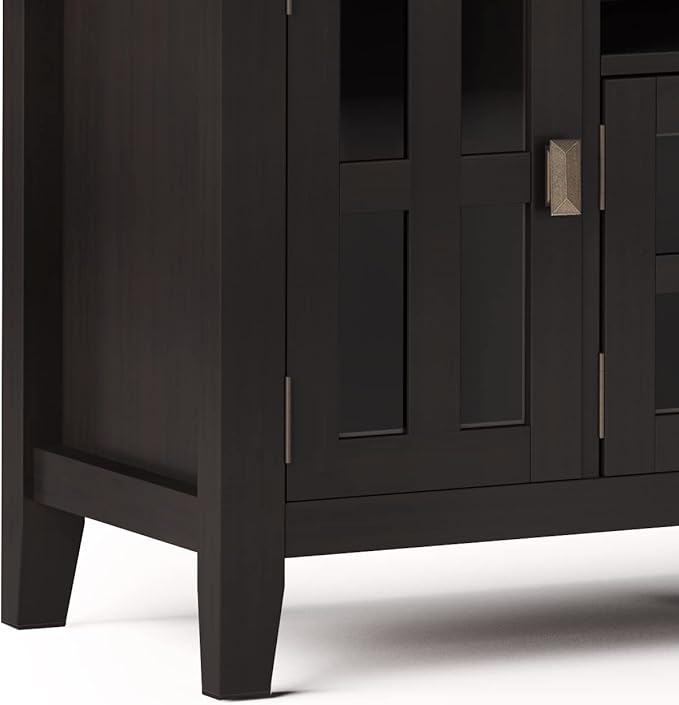 SIMPLIHOME Artisan SOLID WOOD 72 Inch Wide Transitional TV Media Stand in Hickory Brown for TVs up to 80 Inches, For the Living Room and Entertainment Center - LeafyLoom