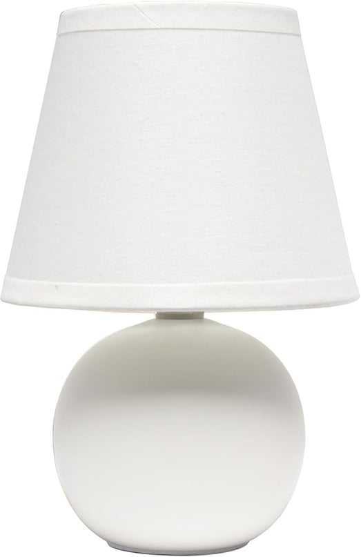 Simple Designs LT2008-OFF Mini Ceramic Globe Table Lamp, Off White - LeafyLoom