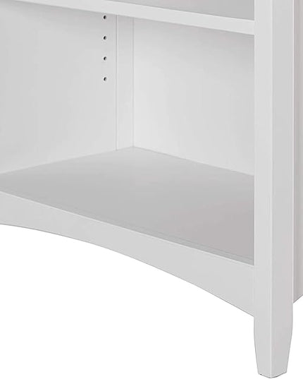 Shaker Style 3 Shelf Bookcase / Solid Wood / 36" High / Adjustable Shelving / Closed Back / Display Bookshelf for Living Room, Bedroom, Home and Office, White - LeafyLoom