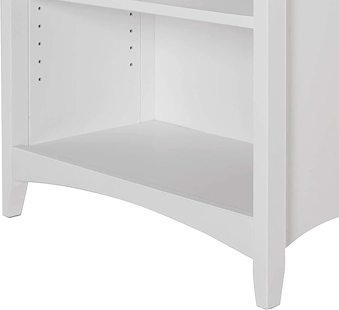 Shaker Style 3 Shelf Bookcase / Solid Wood / 36" High / Adjustable Shelving / Closed Back / Display Bookshelf for Living Room, Bedroom, Home and Office, White - LeafyLoom