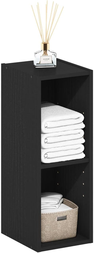 Furinno Fulda 2-Tier Space Saving Storage Shelf Bookcase, 8-Inch Width, Blackwood - LeafyLoom