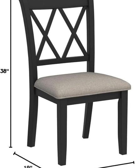 Roundhill Furniture Windvale Fabric Upholstered Dining Chair, Set of 2, Black - LeafyLoom
