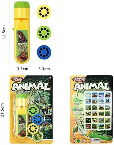 Georgie Porgy Children Projector Toys Educational Science Set Wall Ceiling Tent Torch Flashlight for Kids Gifts for Boys Girls with 2pcs Tattoo Stickers (Dinosaur + Wild Animal) - LeafyLoom