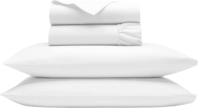 Bluemoon Homes King Size Egyptian Cotton Sheets,1000 Thread Count, 4Pc King Size Sheets Set, Smooth Sateen Weave King Sheets, 18" Deep Pocket, Ultra Luxury Sheets, King Sheet Set - White Sheets - LeafyLoom