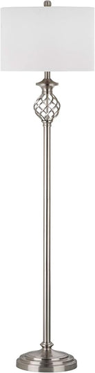 SAFAVIEH Lighting Collection Sophia Farmhouse Nickel 60-inch Living Room Bedroom Home Office Standing Floor Lamp (LED Bulb Included) - LeafyLoom