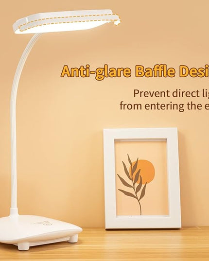 Cordless Desk Table Lamp Reading Light 40 Led Rechargeable Big Battery, Touch 3 Modes,2 Ways Power,Dimmable,Gooseneck,Small Portable Bedroom Bedside Lamp - LeafyLoom