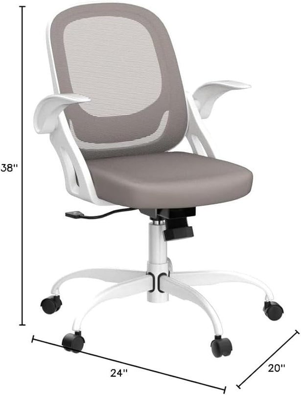 Home Office Chair Work Desk Chair Comfort Ergonomic Swivel Computer Chair, Breathable Mesh Desk Chair, Lumbar Support Task Chair with Wheels and Flip-up Arms and Adjustable Height - LeafyLoom