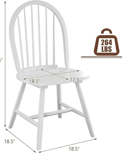 HAPPYGRILL 2 Pieces Wooden Dining Chairs Set, Vintage Armless Windsor Chairs, Kitchen Dining Chairs with Backrest, White - LeafyLoom
