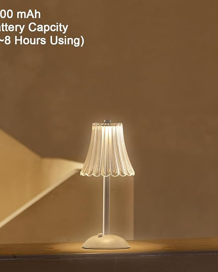 Cordless Table Lamp for Kitchen Home,Table,Dining Room, Gold Rechargeable Lamps, USB Charge 12'' Tall LEDPortable Outdoor Indoor Table Lamp with Dimmer (Flower-White) - LeafyLoom