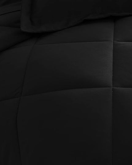 CozyLux Queen Comforter Set with Sheets 7 Pieces Bed in a Bag Black All Season Bedding Sets with Comforter, Pillow Shams, Flat Sheet, Fitted Sheet and Pillowcases - LeafyLoom