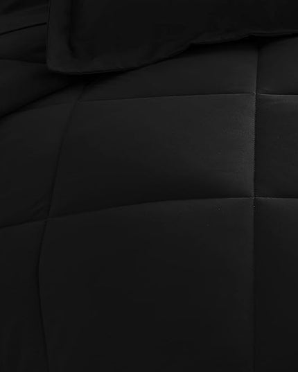 CozyLux King Comforter Set with Sheets 7 Pieces Bed in a Bag Black All Season Bedding Sets with Comforter, Pillow Shams, Flat Sheet, Fitted Sheet and Pillowcases - LeafyLoom