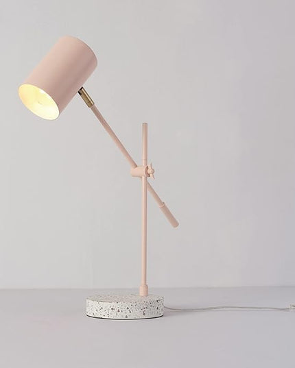 Globe Electric 30292 18" Desk/Table Lamp, Matte Pink, Matte Brass Accent, Terrazzo Base, Adjustable Height, Balance Arm, in-Line Rocker On/Off Switch, Adjustable Lamp, Home Office Accessories - LeafyLoom