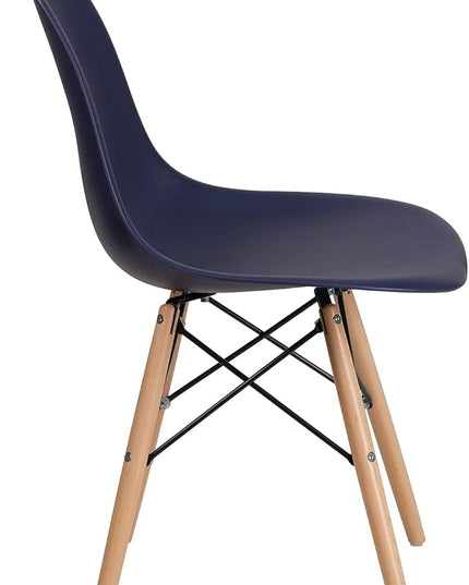 Flash Furniture Elon Series Navy Plastic Chair with Wooden Legs - LeafyLoom