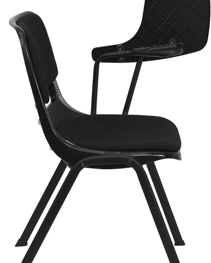 Flash Furniture Black Padded Ergonomic Shell Chair with Left Handed Flip-Up Tablet Arm - LeafyLoom