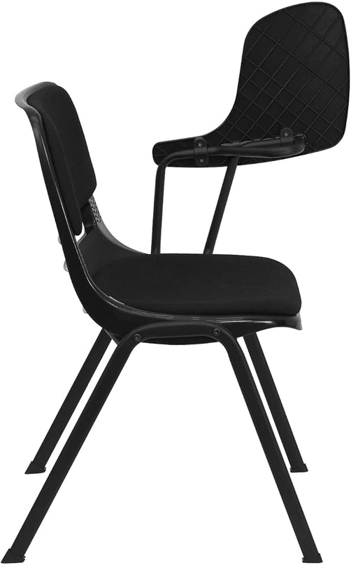 Flash Furniture Black Padded Ergonomic Shell Chair with Left Handed Flip-Up Tablet Arm - LeafyLoom