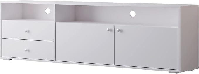 NicBex TV Stand for 65 Inch TV Farmhouse TV Media Console Table with Solid Wood Gandle Cabinets Entertainment Center with Storage for Living Room,63 Inch,Antique White - LeafyLoom