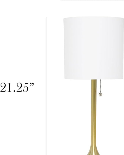 Simple Designs LT1076-GDW Tapered Fabric Drum Shade Table Lamp, Gold and White - (Pack of 4) - LeafyLoom