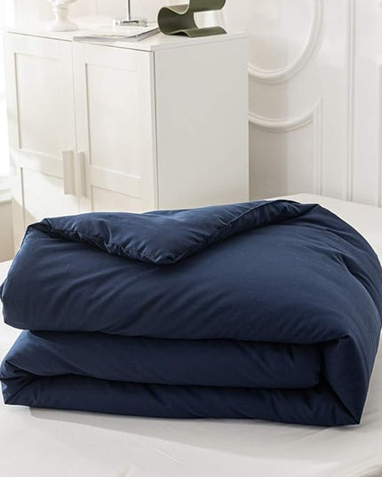 Solid Navy Comforter Set Cal King Navy Blue Bedding Set Soft Pure Navy Blue Bedding Quilt Men Navy Blue Blanket Women Breathable Durable Bed Comforter Set Dark Navy Blue Bedding Set Cal King - LeafyLoom