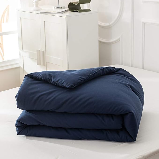 Solid Navy Comforter Set Twin Navy Blue Bedding Set Soft Pure Navy Blue Bedding Quilt Set Kids Teens Adult Navy Blue Blanket Women Breathable Durable Bed Comforter Set Dark Navy Bedding Set - LeafyLoom