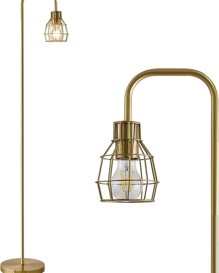 Oneach 63.75" Modern Floor Lamp for Living Room Industrial Floor Lamp with 4W LED Bulb Standing Lamp with Footswitch Gold Floor Lamp for Bedroom Pole Lamp for Office Study Room Hotel - LeafyLoom