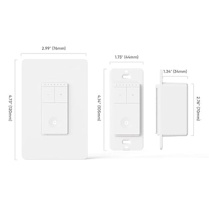 TREATLIFE Smart Dimmer Switch 4 Pack, Smart Light Switch Works with Alexa and Google Assistant, Neutral Wire Needed, 2.4Ghz Wi-Fi, Schedule, Remote Control, Single Pole, FCC Listed TREATLIFE