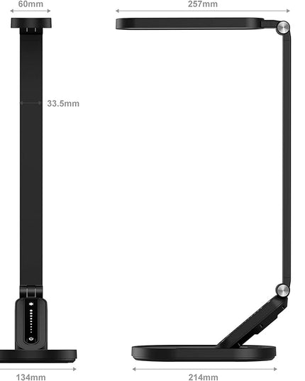LED Desk Lamp, Eye-Caring Table Lamps Natural Light Protects Eyes Dimmable Office Lamp with 5 Color Modes USB Charging Port Touch Control and Memory Function, 10W Reading Lamp,Black - LeafyLoom