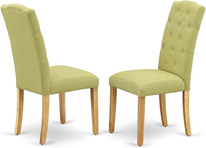 East West Furniture DLCE5-OAK-07 Dublin 5 Piece Set for 4 Includes a Round Kitchen Table with Dropleaf and 4 Limelight Linen Fabric Parson Dining Chairs, 42x42 Inch, Oak - LeafyLoom