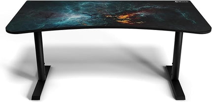 Arozzi Arena Special Edition Ultrawide Curved Gaming and Office Desk with Full Surface Water Resistant Desk Mat Custom Monitor Mount Cable Management Cut Outs - Omega - LeafyLoom