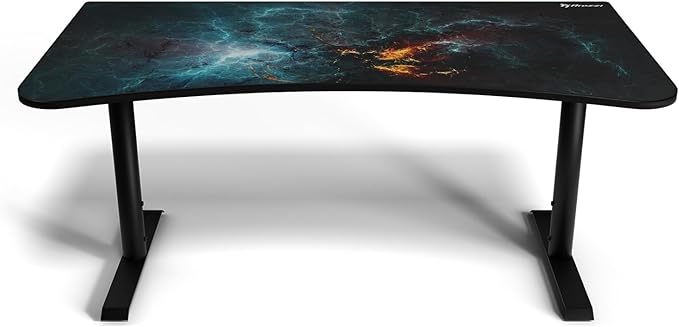 Arozzi Arena Special Edition Ultrawide Curved Gaming and Office Desk with Full Surface Water Resistant Desk Mat Custom Monitor Mount Cable Management Cut Outs - Omega - LeafyLoom
