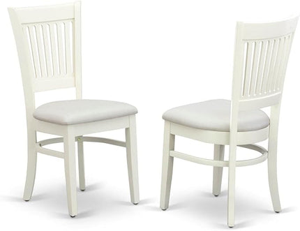 East West Furniture Dublin 3 Piece Modern Set Contains a Round Wooden Table with Dropleaf and 2 Linen Fabric Upholstered Dining Chairs, 42x42 Inch, DLVA3-LWH-C - LeafyLoom